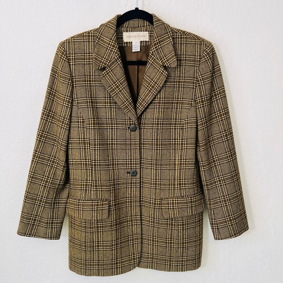 Vintage Jones New York Academia Plaid Wool Blazer Old Money Quiet Luxury 10 - Picture 3 of 9